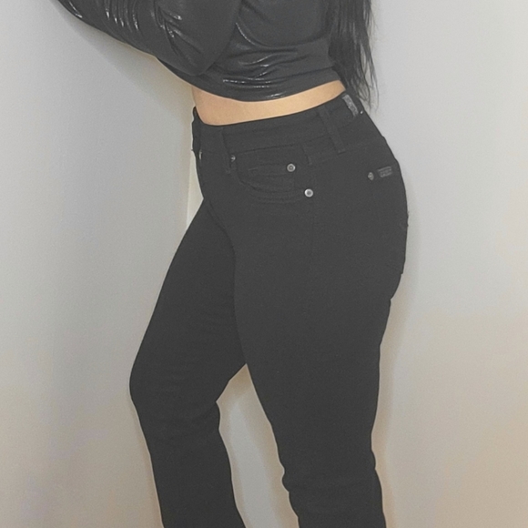 7 For All Man Kind Slim Illusion High Waist All In Luxe Black Jeans - Picture 4 of 14